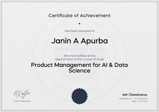 Certificate: Product Management for AI & Data Science — 365 Data Science