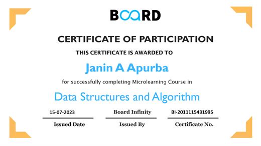 Certificate: Data Structures and Algorithms (Microlearning) — Board Infinity