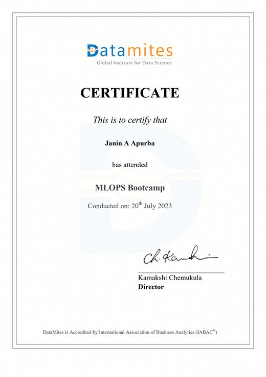 Certificate: MLOps Bootcamp — DataMites